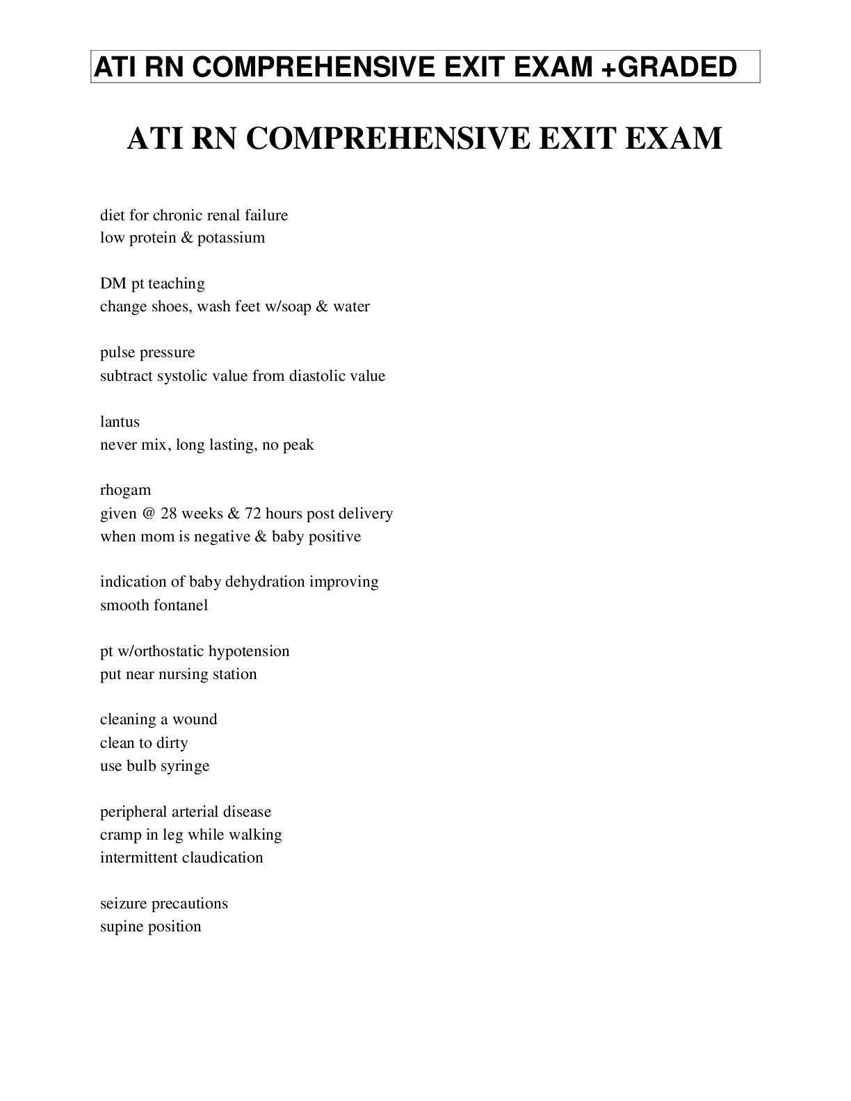 Preview image for ATI RN COMPREHENSIVE EXIT EXAM +GRADED